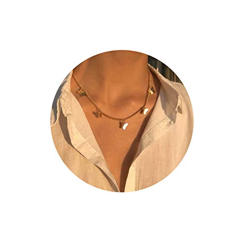 Dainty Butterfly Choker Necklace 14K Real Gold Plated Butterfly Necklace for Woman