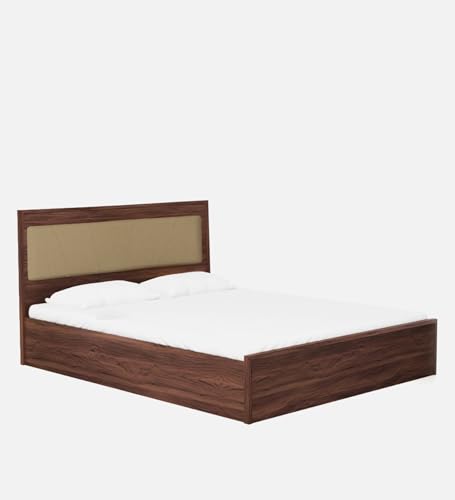Image of Mintwud Pepperfry Engineered Wood Yuko Upholstered King Size Bed with Hydraulic Storage | Wooden Double Bed Cot Palang Furniture for Bedroom, Living Room, Home and Hotel (Columbia Walnut Finish)