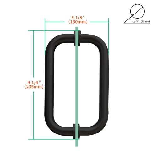 Ckb 8" Glass Shower Door Handle, Back To Back Glass Door Pull Handle Compatible With 1/4" To 1/2" Thickness Glass For Frameless Shower Doors, Matte Black With 304 Stainless Steel. #TOP2