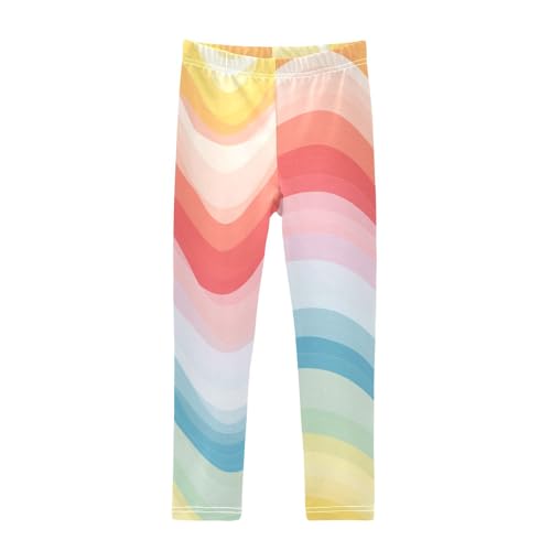 Toddler Girls Leggings Printed Yoga Pants Leggings Rainbow Stripe for Kids