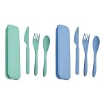 2 Sets Reusable Portable Cutlery Set with Case - Travel Fork Knife Spoon, Utensils for Camping, Office, Picnic & Outdoor Dining | Compact & Lightweight