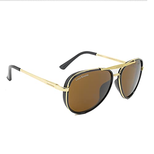 Image of Louis Kouros Cherokee Aviator Classic Trendy 4414 sunglasses | Mirror Lens | 400 UV Protected | For Men's Women's | Medium | 58mm Lens Width