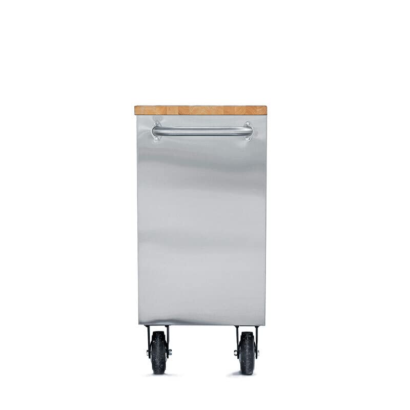 Edelstahl Werkstattwagen Werkzeugwagen rollbar 15 Schubladen Holzplatte – Bild 4