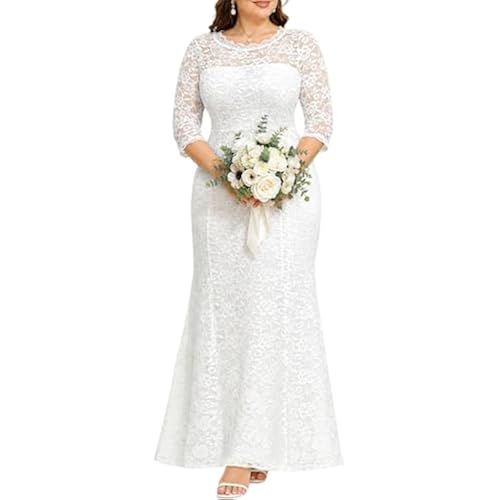 Pinup Fashion Plus Size Formal Dress Women Wedding Lace Evening Gowns