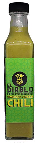 El Diablo Sauces Smoked Green Chili Premium Gourmet Spicy Hot Sauces Natural Ingredient Flavor Gluten Free Fresh Green Chilli Hot Sauces Bottle of 240gm (Green Chili)