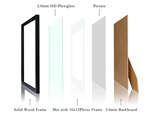 10X12 Picture Frames Black Display Picture Frame 8X10 Solid Wood With Mat Wooden Photo Frame For Wall Hanging Or Table Top Home Decoration-10X12 Black #TOP4