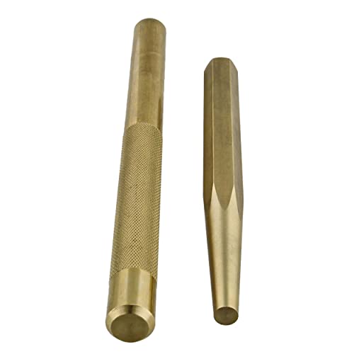 ABN Brass Punch Set 2 Piece Brass Drift Pin Punch Set Mechanic’s NonMarring Chisel Punches