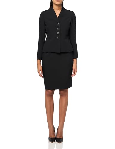 Elegant Black Petite Jacket Skirt Suit by Le Suit - Perfect for Professional Women