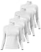 Velvelhall 4 Pack Women's Underscrub Shirts Long Sleeve Mock Turtleneck Slim Fit Scrub Basic Undershirt Tees Tops for Nurse(White,Medium)
