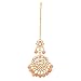 Aheli Beautiful Ethnic Wedding Wear Faux Kundan Beaded Maang Tikka with Earrings Set Gift for Indian Women Bollywood Fashion Jewelry Peach