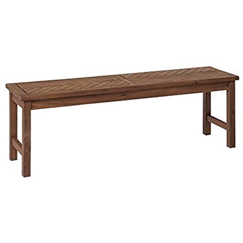 Walker Edison 3 Person Outdoor Patio Chevron Wood Dining Bench All Weather Backyard Conversation Garden Poolside Balcony, 53 Inch, Dark Brown #TOP3