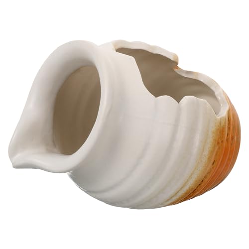 Veemoon Ceramic Pond Spitter Pot Garden Water Feature Statue White Small Open Top Fountain Ornament for Lawn Yard Decor