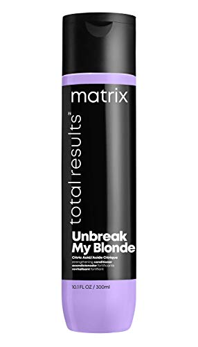 MATRIX-Unbreak-My-Blonde-Strengthening-Conditioner-Repairs-and-Adds-Softness-and-Shine-For-Damaged-Lightened-and-Over-Processed-Hair-Sulfate-Free Matrix Unbreak My Blonde Strengthening Conditioner | Repairs and Adds Softness and Shine | For Damaged, Lightened and Over Processed Hair | Sulfate-Free |Packaging May Vary | 10.1 Fl. Oz. | Vegan