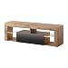 Produktbild Selsey BIANKO  TV-Lowboard/TV-Schrank in Holz-Optik Lancaster Eiche mit Klappe in Schwarz Hochglanz mit LED-Beleuchtung Stehend 140cm