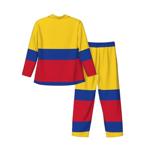 Flag Of Colombia Mens Pajama Set, Soft Long Sleeve Pajamas For Relaxing Home Nights, Lazy Weekends2