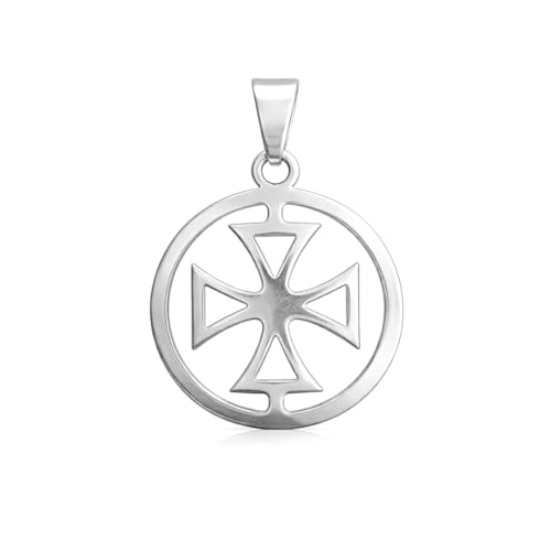 Felicidade Pendentif Croix Templière Stylisée en Acier Inoxydable – Croix Médiévale – Bijou Symbolique et Intemporel – Bijou Spirituel Unisexe...