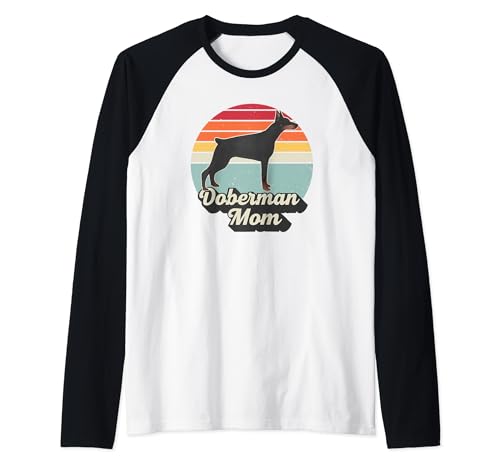 Doberman Mom Dobie Dog Lovers Gifts Retro Dobie Mom Maglia con Maniche Raglan