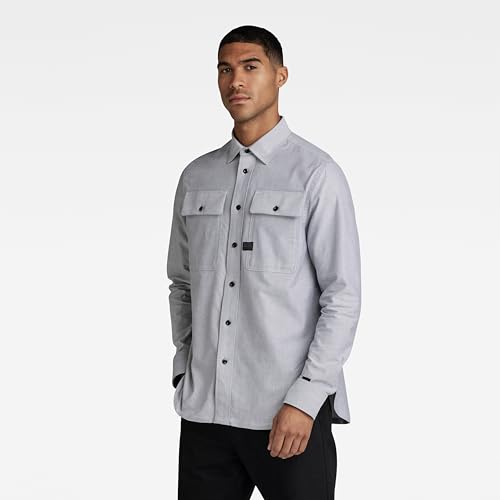 G-Star RAW Herren CPO Regular Hemd, Mehrfarben (Correct Grey/White Oxford D23583-C895-C760), XL – Ansicht 2
