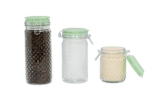 Amici Home Jade, , Emma Hobnail Hermetic Preserving Glass Canisters, Assorted Set of 3 Sizes