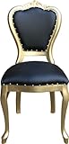 Finition de qualité Casa Padrino Chaise de salle à manger baroque en cuir synthétique Noir/doré
