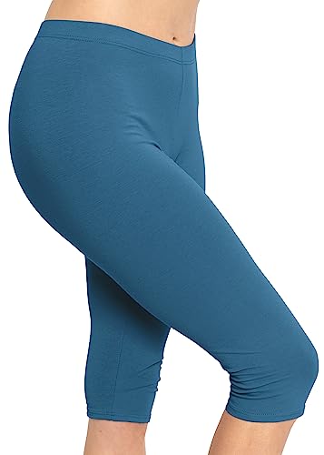 Image of STRETCH IS COMFORT Cotton Capri Leggings, Knee Length Pants, Plus Size