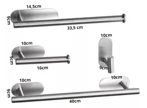 Kit 4 Suportes Banheiro Inox304 Lavabo Aço Escovado Sem Furo (Prateado)