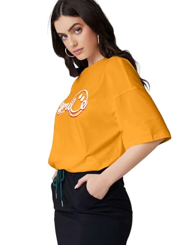 Image of LEOTUDE Women's Oversized Cottonblend Half Sleeve Drop Shoulder Printed