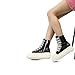 IMPREMEY Women's High Top Sneakers Lace Up PU Leather Shoes with Thick Soles and Zipper Rough Tape, Fashionable Walking Shoes Black