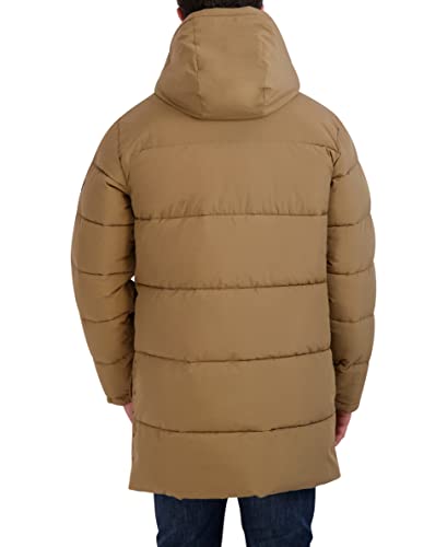 Image of HFX Men's Water Resistant Jacket Long Sleeve Zip Up Heavyweight Hood Quilted Stretch Parka Coat