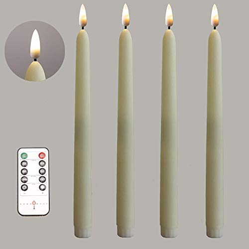 11 inch Flameless Taper Candles with Remote and Timer ,Ivory Wax Coverd. Diameter 0.9" . Set of 4