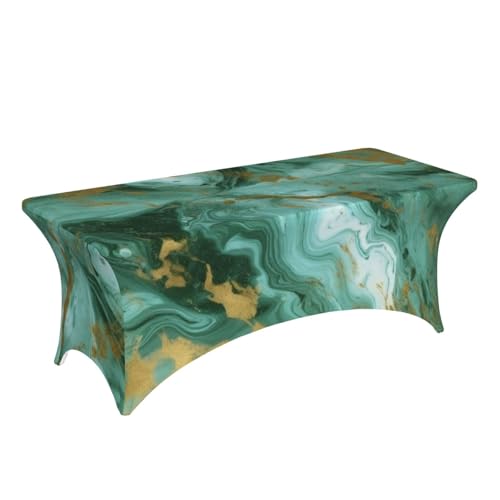 Nappe marbrée verte premium en élasthanne infroissable pour table stretch - 4
