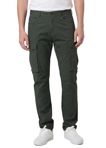 ITALYMORN Green Cargo Pants Men Chino Work Pants Slim Tapered Fit Comfortable(30, Army Green)