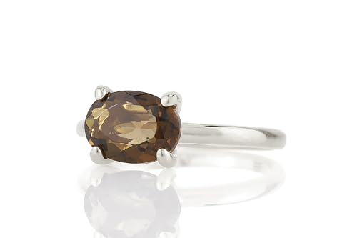 Bague ovale en argent sterling et pierre brune pour femme