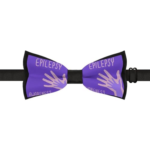 GoasNei Epilepsy Awareness Month Bow Tie for Men Adjustable Necktie Funny Tie Neck Ties for Weddings Party