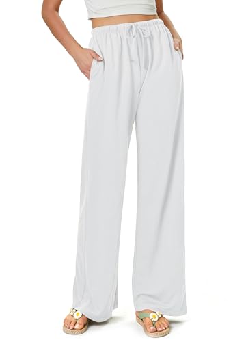 Glacspyg Damen Hosen Flowy Wide Leg Freizeithose Casual Beach...