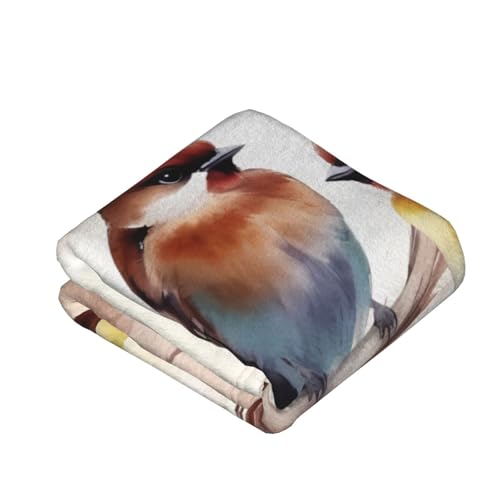 Couverture polaire flanelle douce lit canapé jeté de plaid imprimé oiseaux - 4