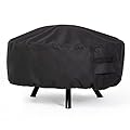 SUNCREAT Round Fire Pit Cover - Heavy Duty Polyester with PVC Coating Material, 100% Weather Resistant and Waterproof, Fits 34-36 inch fire Pit, Black
