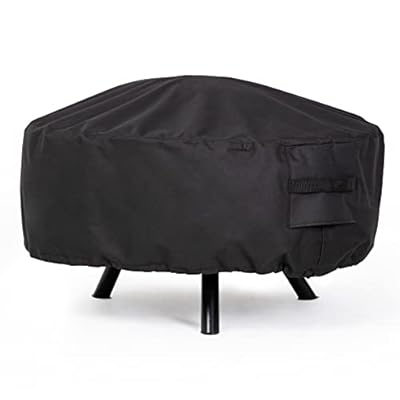 SUNCREAT Round Fire Pit Cover - Heavy Duty Polyester with PVC Coating Material, 100% Weather Resistant and Waterproof, Fits 34-36 inch fire Pit, Black