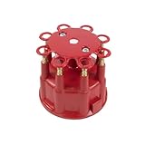 TSP Red V8 8 Cylinder Pro Billet Ready to Run Distributor Male Cap and Rotor Kit Red