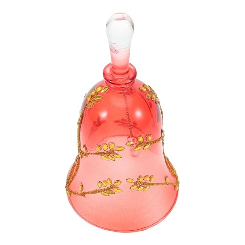 Hemobllo Campana de Mano Cena de Cristal Transparente Roja 75X15 CM Campana de Recepción Navideña Decorativa Europea Timbre Portátil para Restaurante Eventos y Hogar