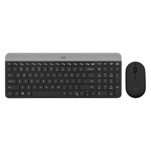 Image of Logitech MK470 Slim Wireless Keyboard and Mouse Combo - Modern Compact Layout, Ultra Quiet, 2.4 GHz USB Receiver, Plug n' Play Connectivity, Compatible with Windows - Graphite