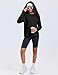 PINSPARK Soft Long Sleeve Crewneck Sweatshirt for Women Lightweight Pullover Yoga Casual Side Slit Sweatshirts Fall Fashion 2025,Black X-Large