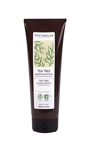 Phytorelax Laboratories 6022326 Tea Tree Vegan & Organic - Shampoo & Doccia  Purificante, Rinfrescante, Dermoprotettivo, Lenitivo. - 250ml