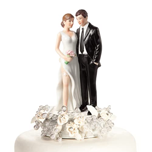 Vintage Rose Pearl Wedding Cake Topper: Base Color: Gold Wiring #TOP25