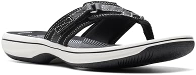 Clarks womens BREEZE SEA Flip Flops, Black, 8 US - 2