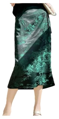 Women's Retro Satin Midi Wrap Skirt with Split Zipper Closure Elegant Wear