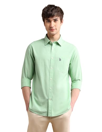 Image of U.S. POLO ASSN. Textured Shirts for Men - 100% Cotton, Full Sleeve Mens Casual Shirts