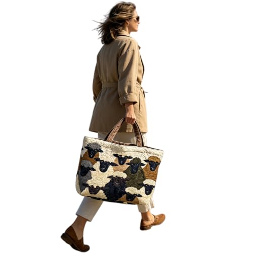 Bolso tote acolchado con patchwork bohemio y compartimentos Sheep Heaven 2
