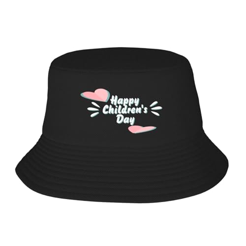 Summer Style Essential Happy Children's Day Double Layer Fold Able Fisherman Hat Sun Cap for Sun Protection and Fashion! Black