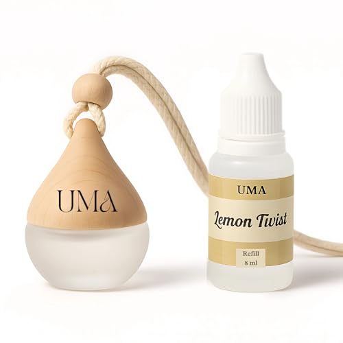 Image of Premium Car Perfume | UMA | Teardrop design | Hanging Pod with Refill | Car Perfume (8ml) + Refill (8ml) | Ultimate Magical Aromas (Lemon Twist)